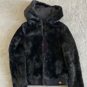 Black Faux Fur Hoodie